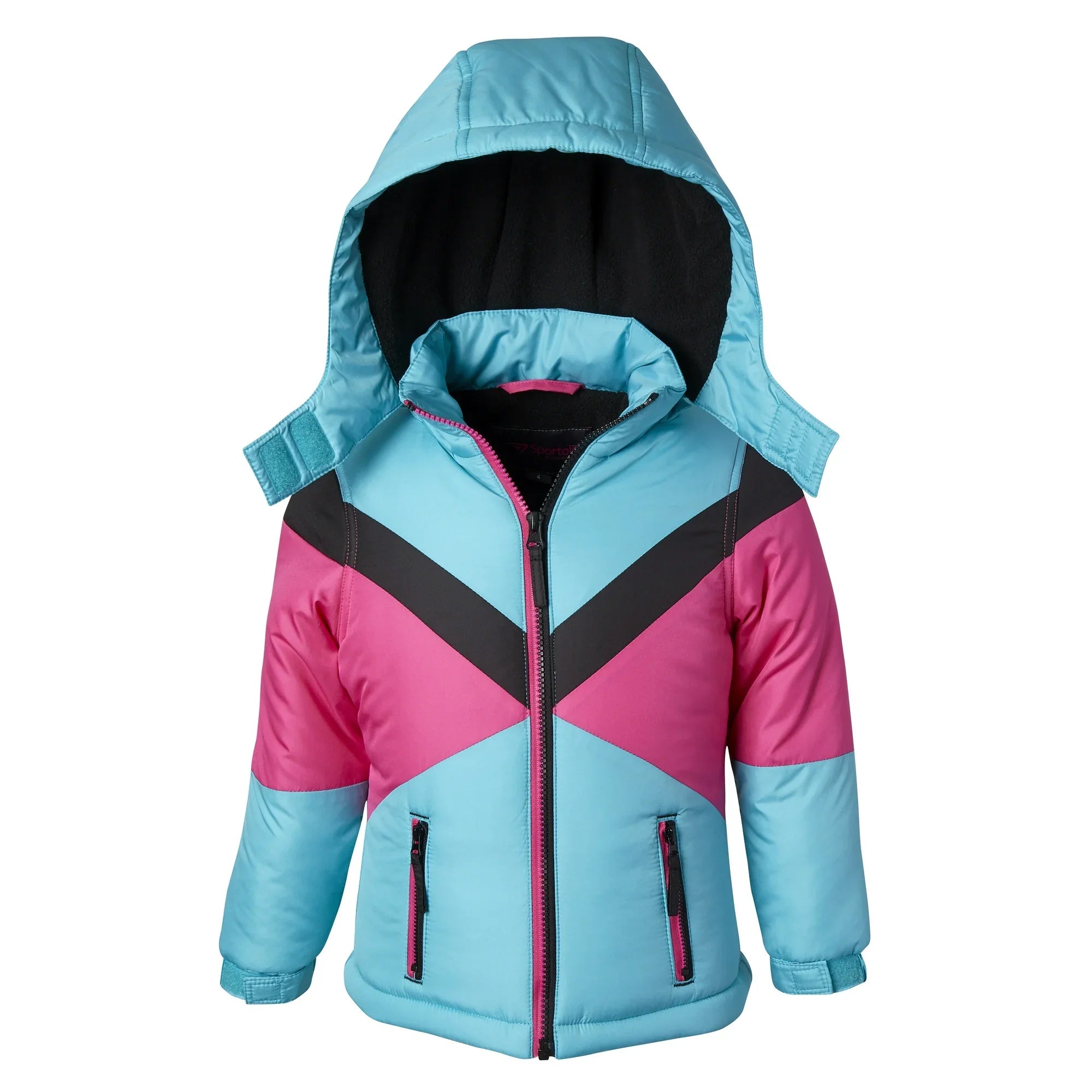 Coats for Girls Fleece Lined Hooded Colorblock Winter Puffer Jacket - Aqua (6X)