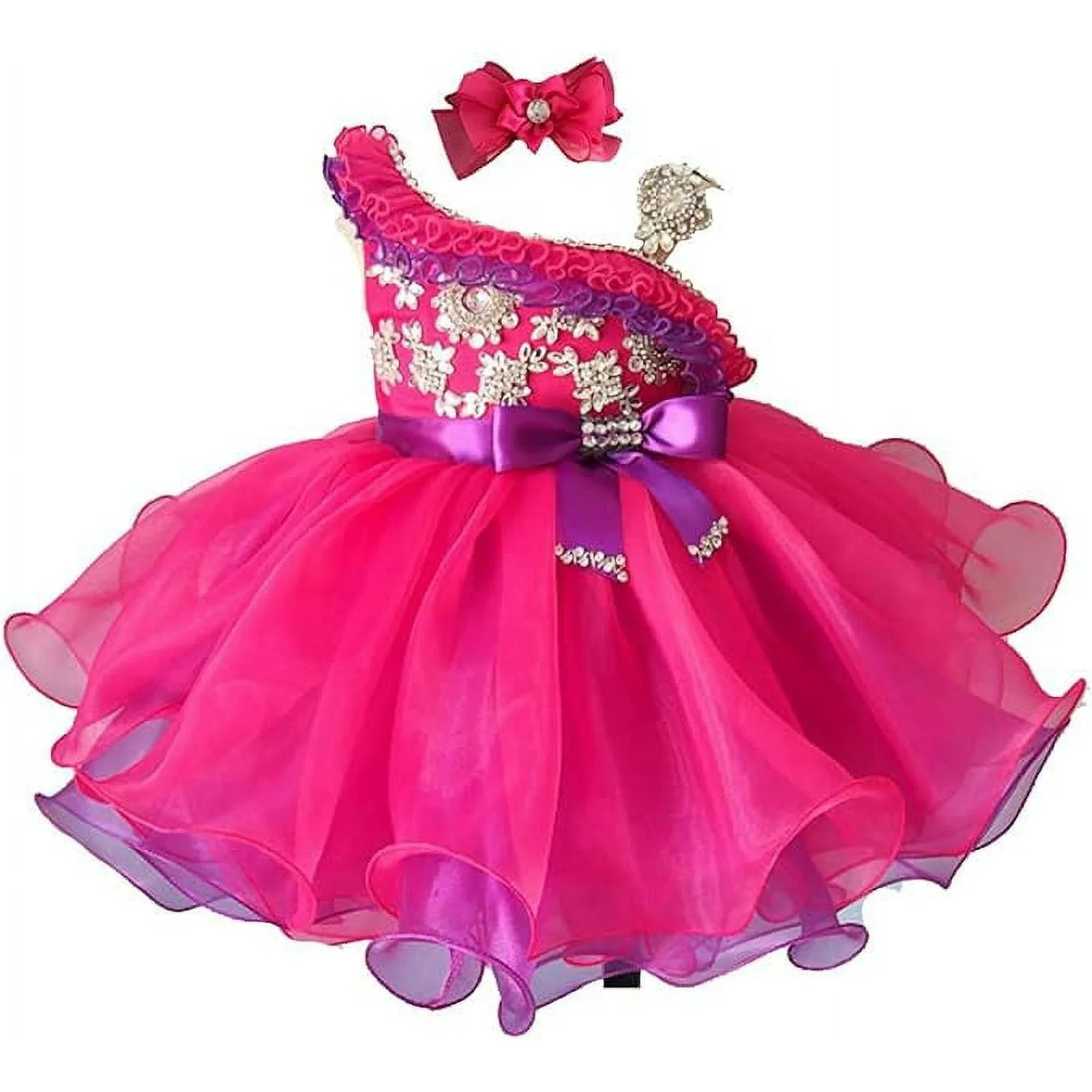 Jenniferwu G179-1 Infant Toddler Baby Newborn Little Girl's Pageant Party Birthday Hotpink Dress