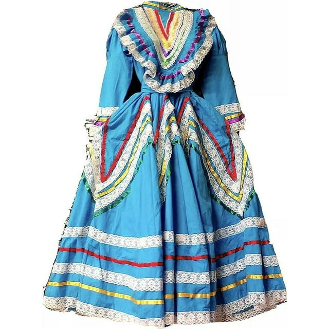 Handmade Girls Size Jalisco Turquoise Blue Dress Medium