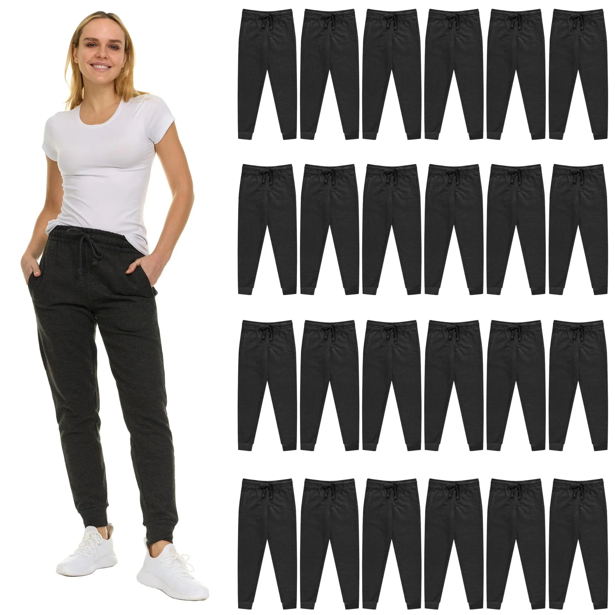 SOCKS'NBULK 24 Pack of Wholesale Womens Jogger Sweatpants